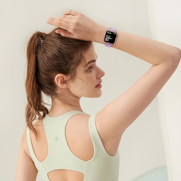 2-pak sportsremmer kompatibel med Apple Watch-remmer for kvinner og menn, oppgradert myk silikonrem erstatningsremmer for iWatch Series Pine Needle Green/Starlight 42/44/45/49mm