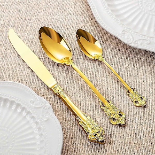 Flotte 7\" teskeer, sæt med 4, 18/10 rustfrit stål, guld, robust dessertskefuld