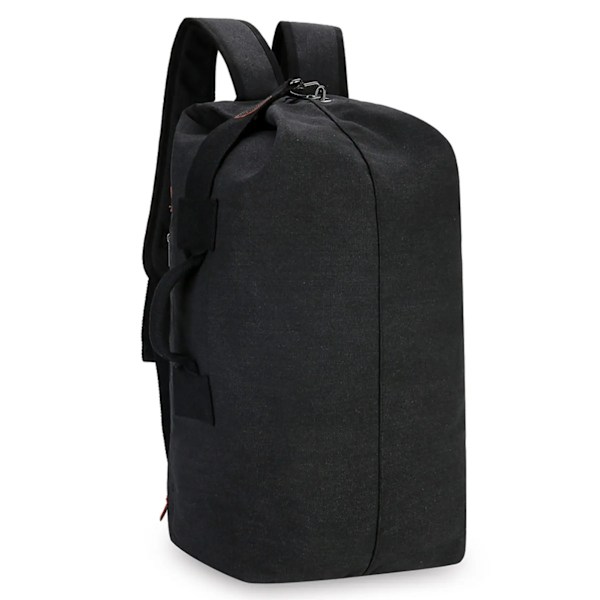 45L Canvas Reseryggsäck, Vandringsryggsäck, Casual Utomhusryggsäck, Bokväska, Skolryggsäck, Fiskeryggsäckar Black