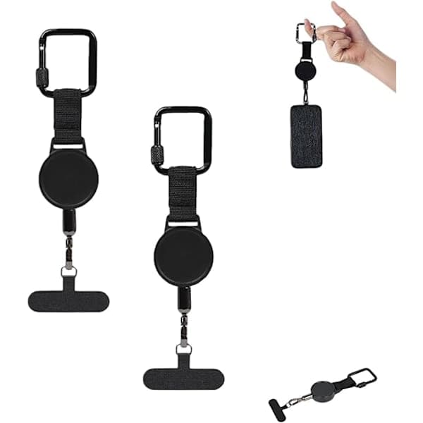 1/2/4-pack infällbar stöldskyddstelefonrem med ståltråd, justerbar telefonhållare 2-pack 2-Pack