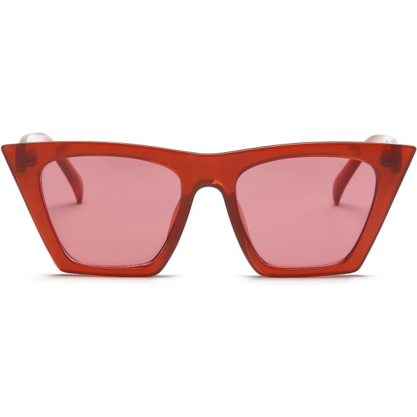 Fashionabla överdimensionerade fyrkantiga cat eye-solglasögon för kvinnor och män B2473 Clear Red