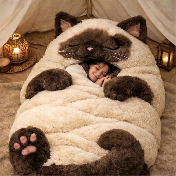 Bedårande sovsäck i kuvertmodell formad som en katt, tjock och varm sovsäck för vuxna Style 5