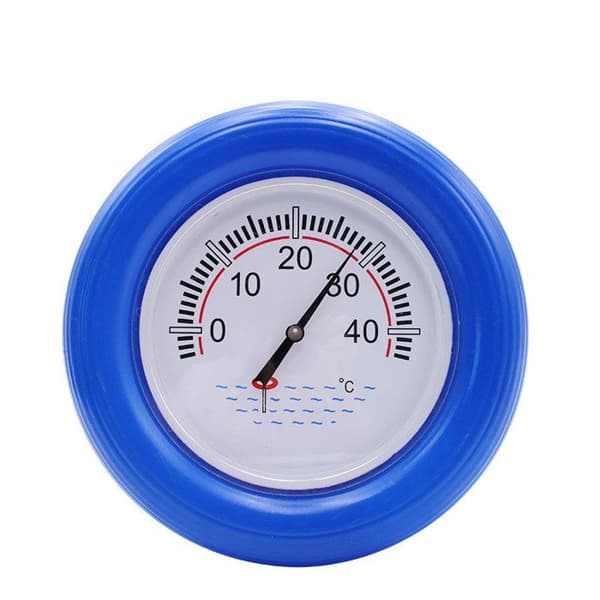 Blå termometer livräddningsring, pooltermometer med blå flytring
