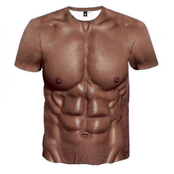 3D Muskeldragt Muskelmand Personlighed Realistisk Kortærmet T-shirt Model C01 L