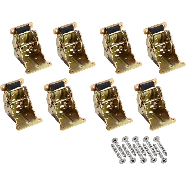 Self-Locking Folding Hinge Flip Table Leg Brackets Folding Bracket Leg Bracket Corner Brace for Iron Folding Workbench with Yellow Pack of 8