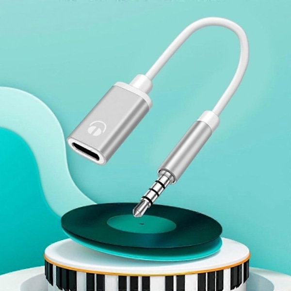3,5 mm hann til Type-c hunn hodetelefonkonverter flat adapter analog rund S5J7 gray