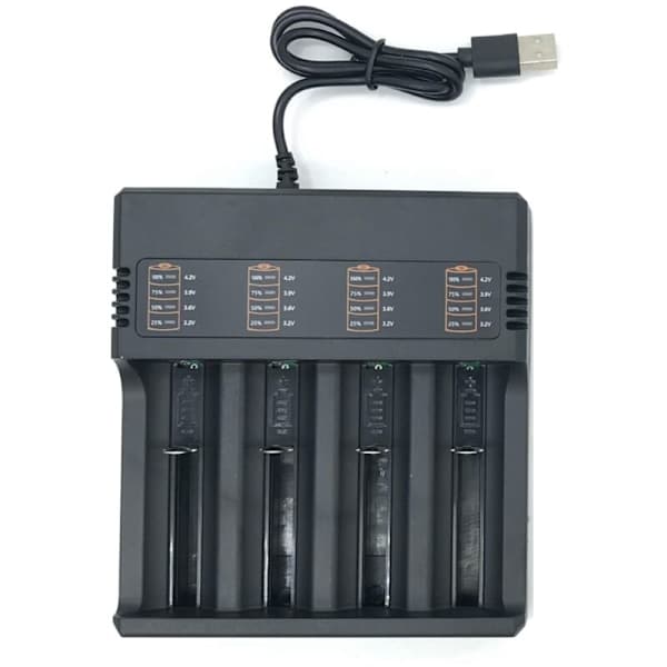 4-spors smart 18650-lader Litiumbatterilader Universell USB-batterilader Smartlader for oppladbart batteri