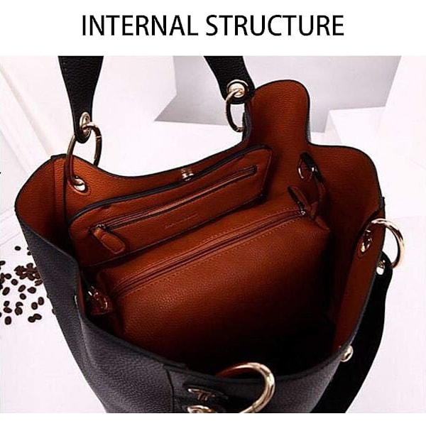 Stora Damhandväskor, Damväska, PU Läder Crossbody Väska, Dam Mode Shopper Väska för Shopping, Fest, Resor, Arbete Marron-1