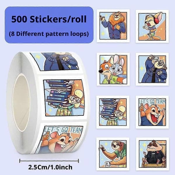 Zootopia rullklistremerker for utklippsbok, journal og forsegling av gavepakker A