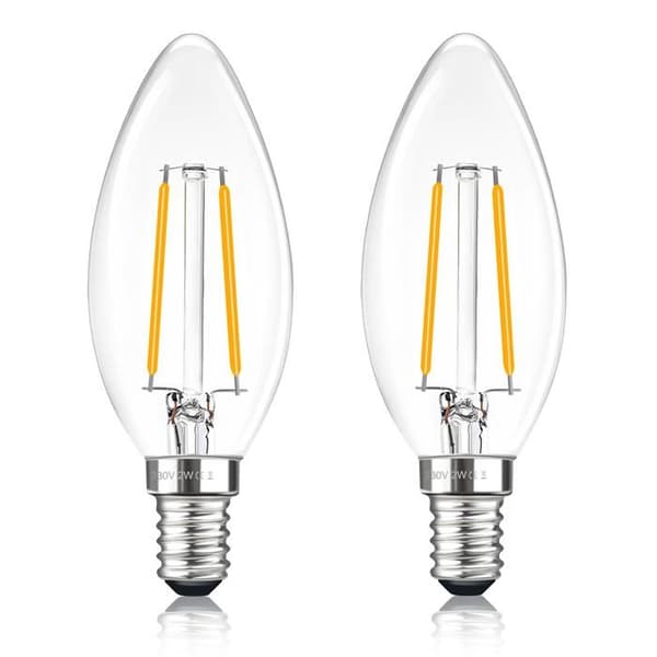 C35 E14 Filamentlampa - 2-pack, 2W ej dimbar, 200LM varmvit 2700K, motsvarar 20W halogen