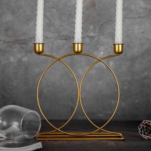 Gull konisk lysestake, høykvalitets gull 3-armede lysestaker med et elegant design (liten gull 3-armet lysestake)
