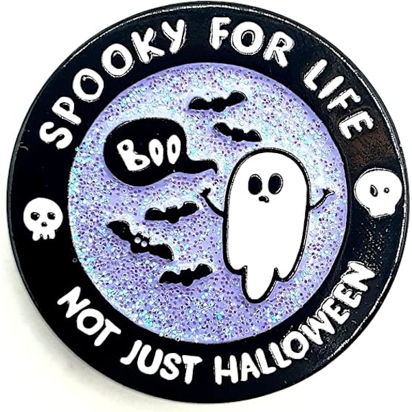 Spooky For Life Not Just Halloween Cute Ghost Metal Enamel Boo Pin Badge