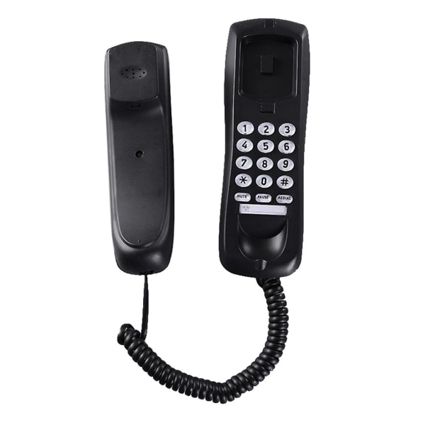 Kablet- Fasttelefon Vegg Fast Telefon Med Hurtigvalg- Minneknapper Veggtelefon Black