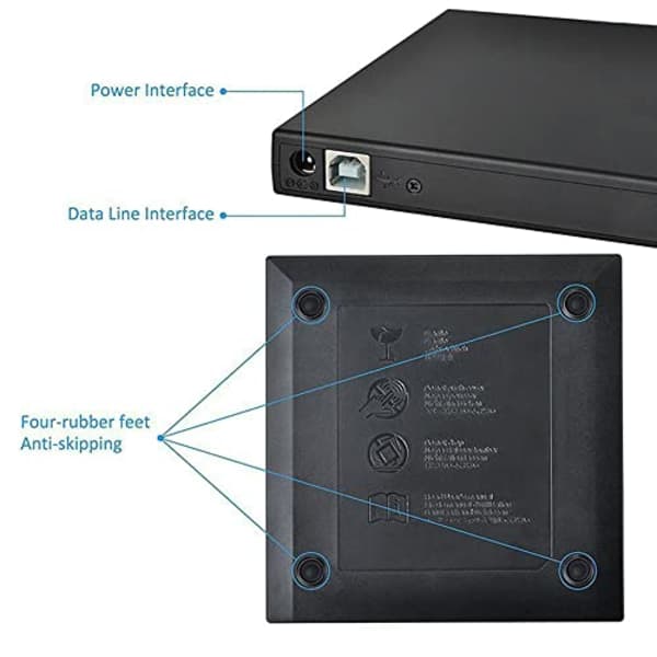 Extern CD/DVD-läsare och brännare – Ultratunn USB 3.0-enhet för PC/Mac – Stöder Windows 11/10/8/7 och macOS