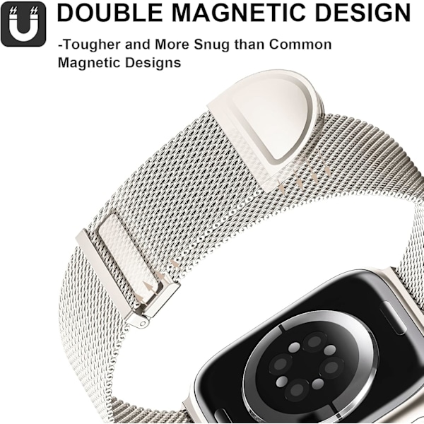 Opgraderet rem kompatibel med Apple Watch-remme til kvinder og mænd, dobbelt magnetisk justerbar udskiftningsrem til iWatch Series Fashion Metal Strap Starlight 42/44/45/49mm