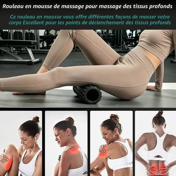Massagerulle til massage af bindevæv og lindring af muskelspændinger; (30 x 10 cm) (Sort)