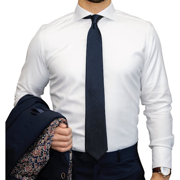 Herrar Slips Solid Färg Halsduk för Män Bröllop Business Formell Slipsar Navy