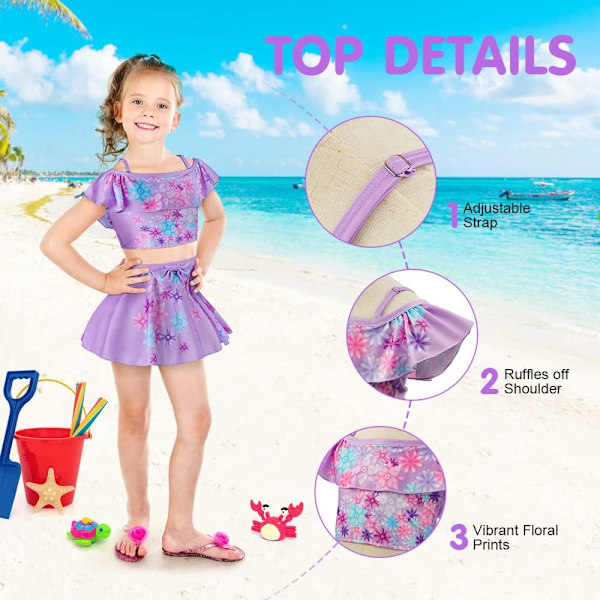 Isabella Baddräkt, Barnens Cartoon Bikini Baddräkt Prinsessa Baddräkt, Off Shoulder Ruffle Baddräkt Flickor Pool Strand Semester Vattensporter Surfing Isabella Swimwear 6-7  Years