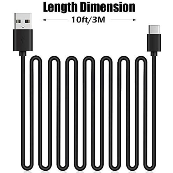 2-pak 3m 3 meter ladekabel - til PS5/ Playstation 5 USB-C Sort