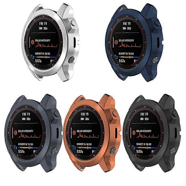 For Garmin Fenix 7 Støtsikker TPU Klokkeveske Dark Blue