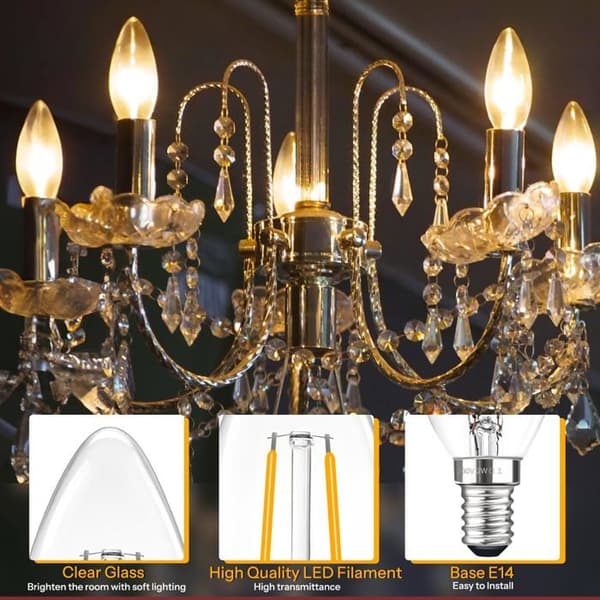 C35 E14 Filamentlampa - 2-pack, 2W ej dimbar, 200LM varmvit 2700K, motsvarar 20W halogen