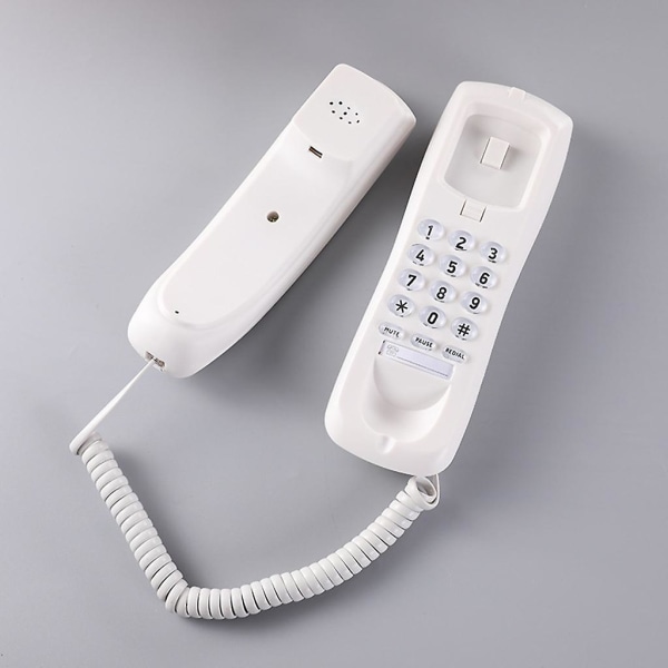 Kablet- Fasttelefon Vegg Fast Telefon Med Hurtigvalg- Minneknapper Veggtelefon White