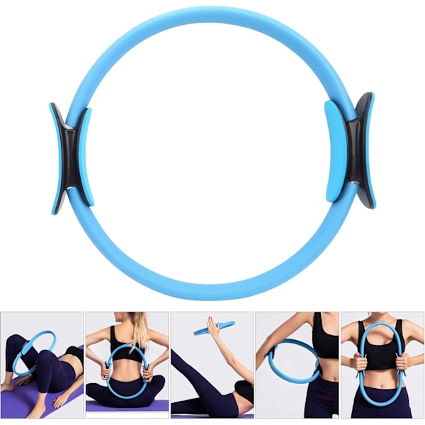 Fitness Pilates Ring - Dobbeltgrebs Træningscirkel Fitness Magic Circle Modstandsring Dobbeltgreb til Yoga Core Træning - 15 Tommer blue