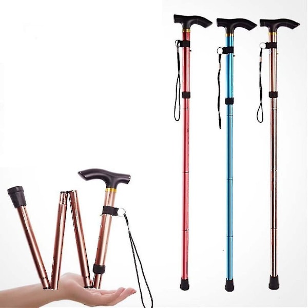 Justerbar Foldbar Vandrestav Skridsikker Base Vandrestave Aluminium Legering Sammenklappelig Stok 1 stk Høj Kvalitet red