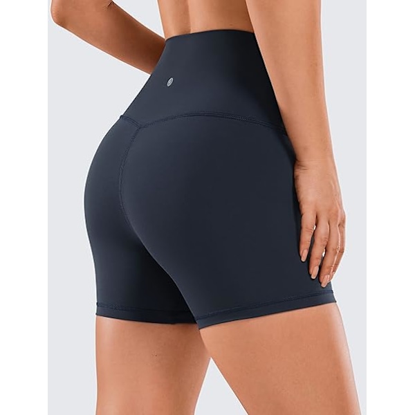 Dames Naked Feeling Gymnastik Shorts - 4'' /6'' /8'' Højtaljede Cykelshorts Yoga Træning Løbeshorts Spandex Shorts Navy blue 8 Inches