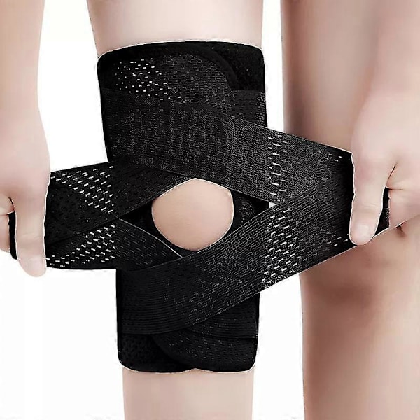 Uppgraderat Kompressionsknäskydd med Sidostabilisatorer, Andningsbart Justerbart Knästöd för Knäsmärta, Artrit, Skaderehabilitering Black 2XL