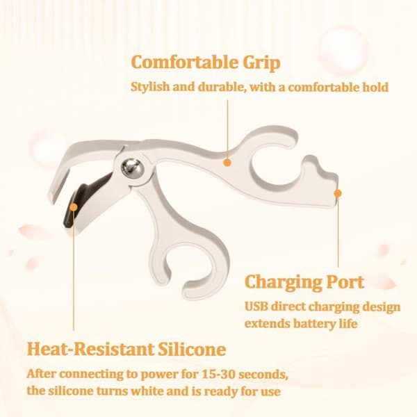 Genopladelig USB-opvarmet øjenvippebukker - 1, Beige, Standard, Rammeløs, Præcision, Langvarig effekt, Makeup