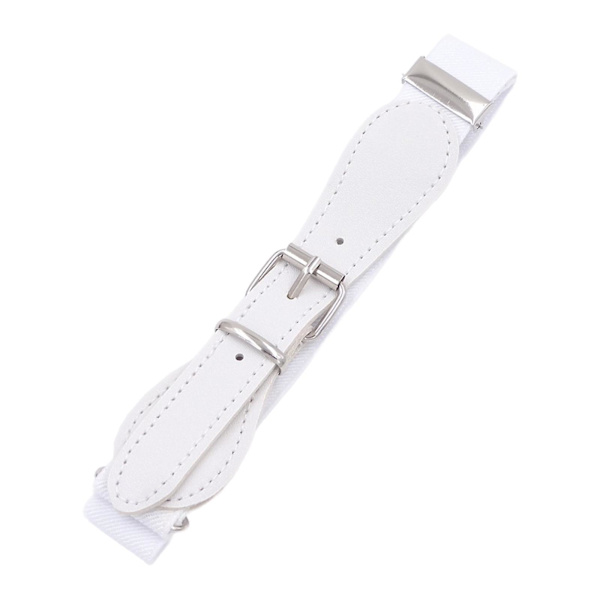 Elastiskt justerbart midjebälte för barn, avslappnat stretchbälte, sött klänningsbälte PU-läderbälte för pojkar jeans byxor kjolar White 2.5cmx65cm