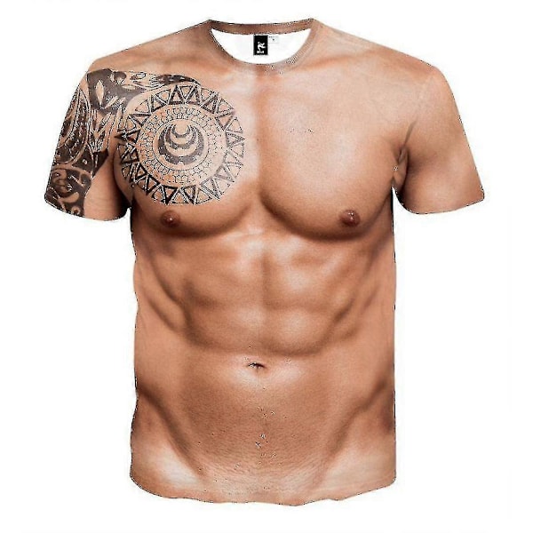 3D Muskeldragt Muskelmand Personlighed Realistisk Kortærmet T-shirt Model C03 S