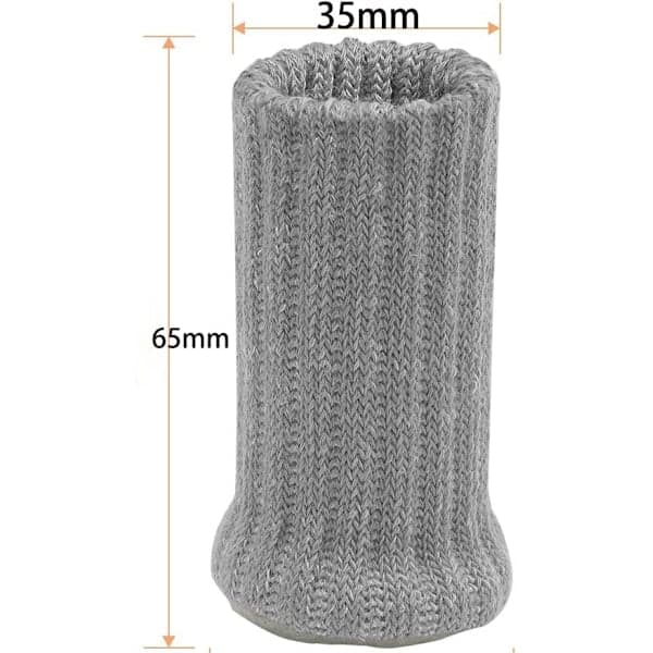 Halkfria stickade möbelstrumpor för 24 par grå stolsben
