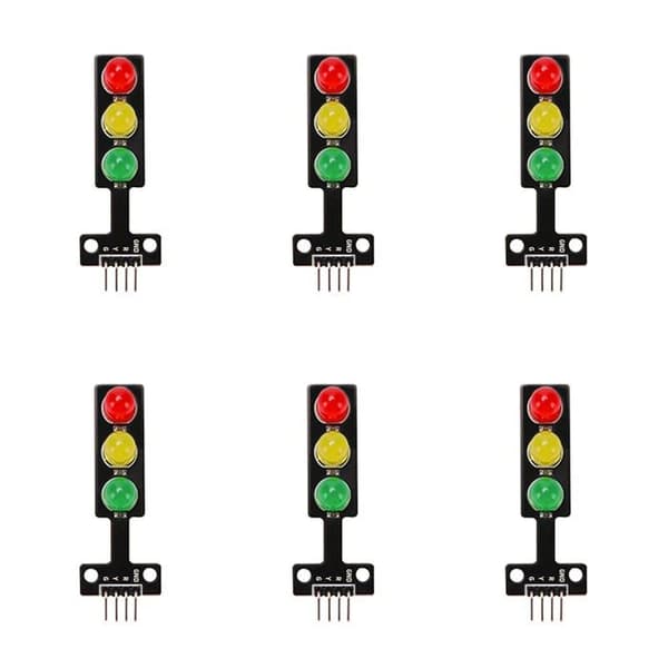Mini LED-trafikljusmodul, 6-pack - 5V 8mm för trafiksystem - Arduino-kompatibel