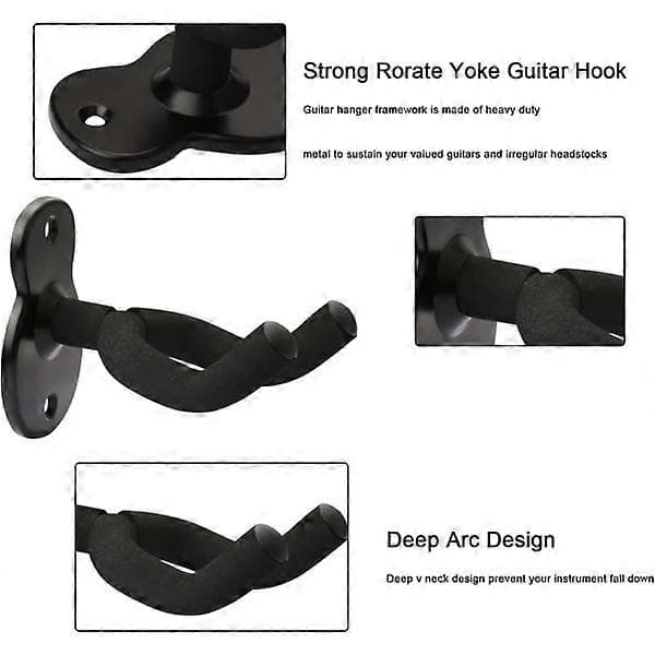 2-pack Gitarrhållare Väggfäste Gitarrhängare, Gitarr Väggmonterad för Elgitarr, Klassisk Akustisk Gitarr, Bas