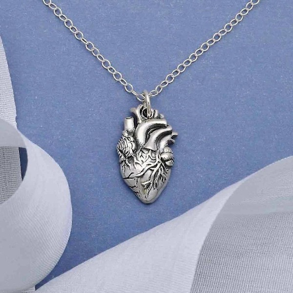 Halsband 3D Anatomiskt Hjärta Läkare, Forskare, Silver