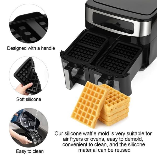 2-pakning rektangulær silikon vaffelform for airfryer, silikon vaffelinnsats for airfryer, airfryer vaffeljern