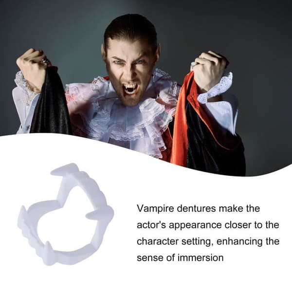 16 Clip-On Plastiska Vampyrtänder - Halloween/Karneval/Dracula Kostym
