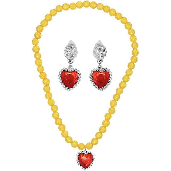 Prinsessklänning Utklädningsaccessoarer Presentförpackning för Belle Krona Scepter Halsband Örhängen Handskar, Gul, 5 Delar