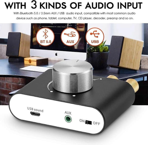 2025 Nyeste Nobsound Mini Bluetooth 5.0 Effektforsterker, Stereo Hi-Fi Digital