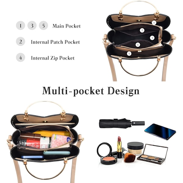 Damehåndveske Dusk Skulderveske Topphåndtak Vanntett Messenger Bag PU Lær Fargesøm Tote Bag Azul claro
