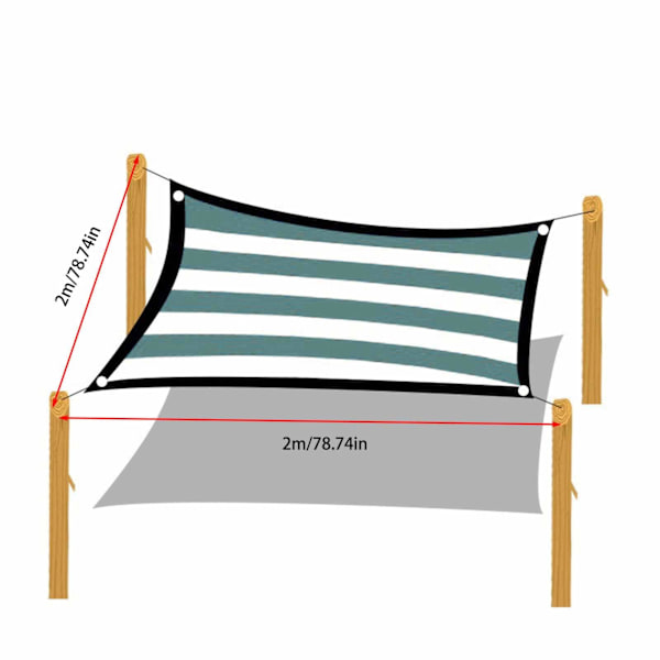 Rektangulært skyggenet, lysefarvet udendørs markise/skyggenet til swimmingpool/garage/skygge Striped green 4mx4m