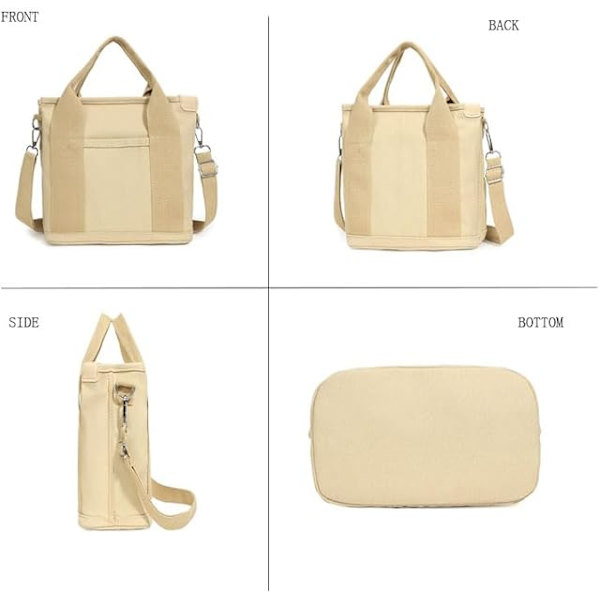 Handväska för damer, axelväska i canvas, crossbody-väska, multifunktionell shoppingväska, liten tygväska med mini-kapacitet, fritidsväska för arbete 03a-rosa