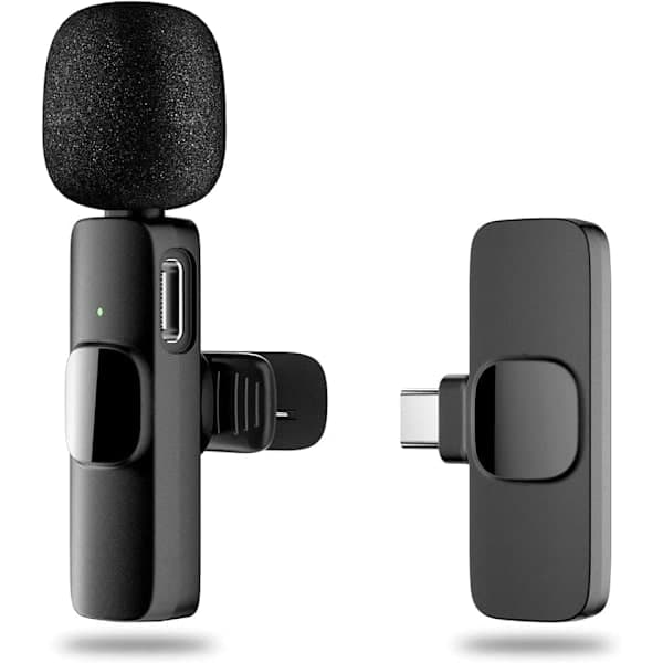 2-pak - Lavalier mikrofon til mobil - Trådløs - USB-C Sort