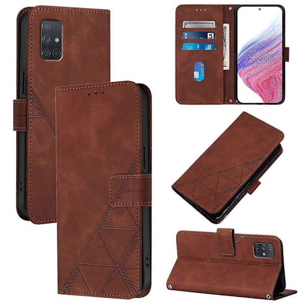 Kompatibel med Samsung Galaxy A71 4G Fuld Beskyttelse Blød PU Læder Flip Wallet Telefon Cover med Kortholder og Lang Rem Brown