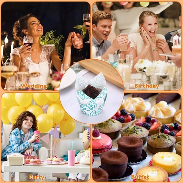 Tulipanformede papirmuffinsformer - 150 stk - Cupcakeform til fester - Baking av bursdagskaker
