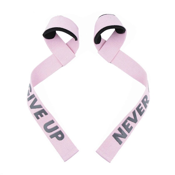 Viktlyftningsremmar Vadderade Handledsstyrka Träningsstöd Marklyftsremmar För Män Pink NEVER GIVE UP 2pcs