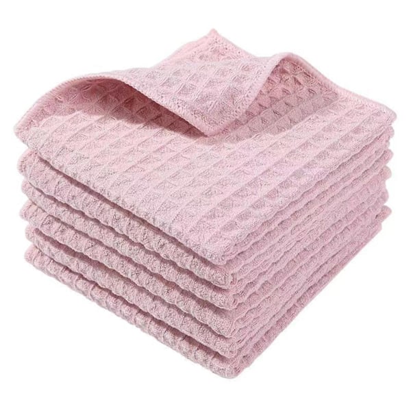 Mikrofiber Rengöringsduk Återanvändbar Multifunktionell Disktrasor Absorberande Kökshandduk För Hemmet Pink 1PCS 30x30cm