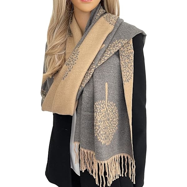 Cashmere Tree Life Blanket Scarf - Reversible Scarf Women Pashmina Shawl, Winter Scarfs Women, Large Wrap, Warm Scarf, Womens Gifts